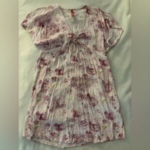 y2k floral cold shoulder babydoll dress
